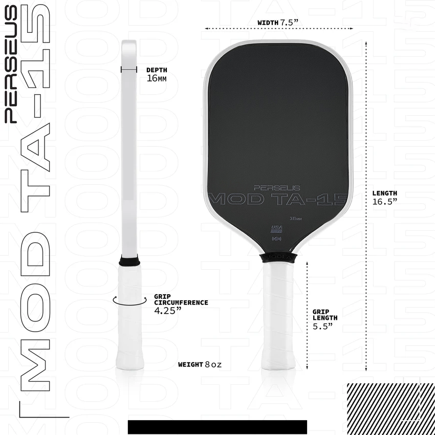 MOD TA-15 Pro Player Edition Thermoformed Unibody 16mm Gen3 Propulsion Core T700 Carbon Fiber Pickleball Paddle