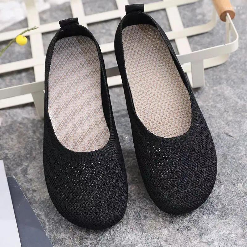 Casual Shoes Woman's Summer Mesh Flat Sole Soft Non Slip Breathable Shallow Slip-On Round Toe Nude Mom 's
