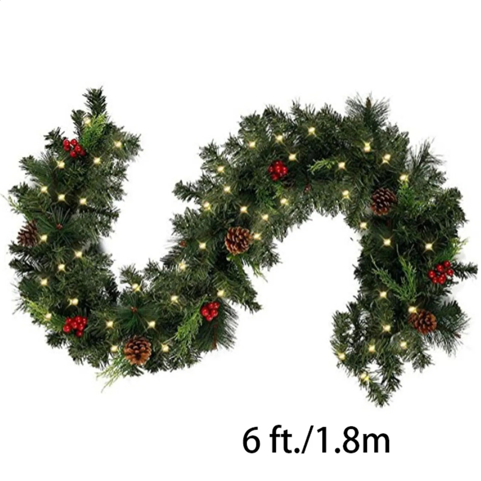 2.7M Christmas Artificial Green Garland Wreath Xmas Home Party DIY Christmas Decoration Pine Tree Rattan Hanging Decoration 240925