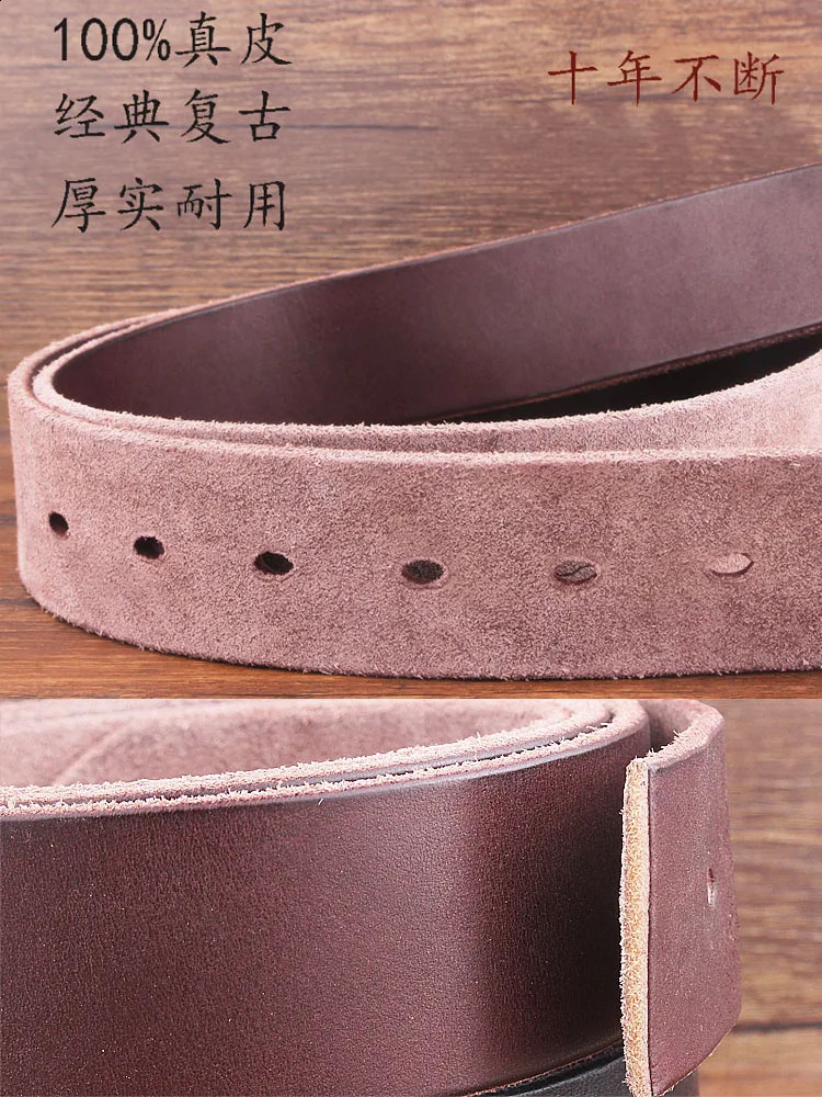 Vintage original leather strap suitable for soft and hard men no interlayer mens belt suitable for jeans mens accessories 240925