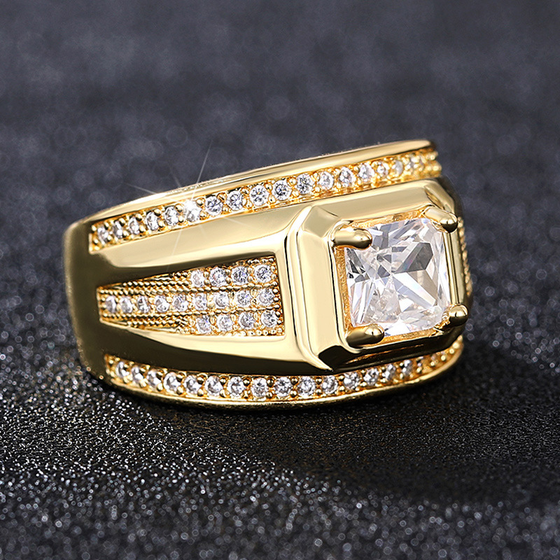 Top-Sell Wedding Ring: 10KT Gold Fill Princess Cut White CZ Eternity Band