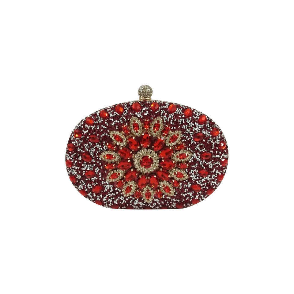 Clutch Bag Solid Color Oval Banquet Small Style Designer Bag Diamond Studded Lock Bag Banquet Bag Evening Party Full Diamond Hand-held Bag 240920