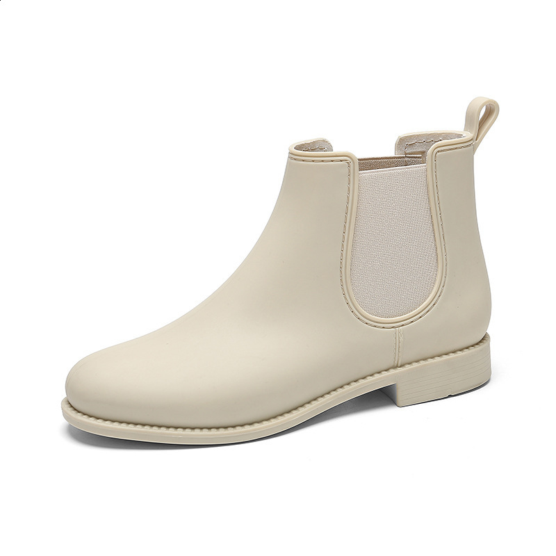 Crestar Women Fashion Chelsea Rain Boots Basic Shiny Ankle Boots Waterproof Shoes with Elastic Band Non slip Comfortable Boots 240607