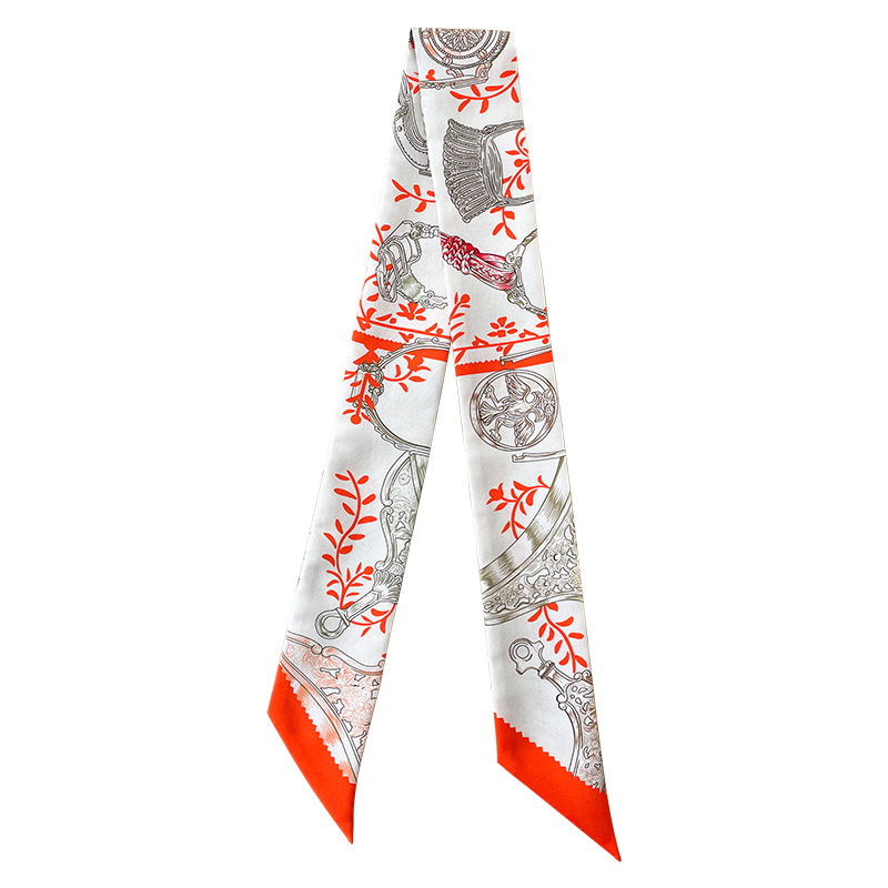 Letter print silk scarf designer headscarf women's fashion long handle bag scarf Paris shoulder backpack luggage ribbon headscarf 130579