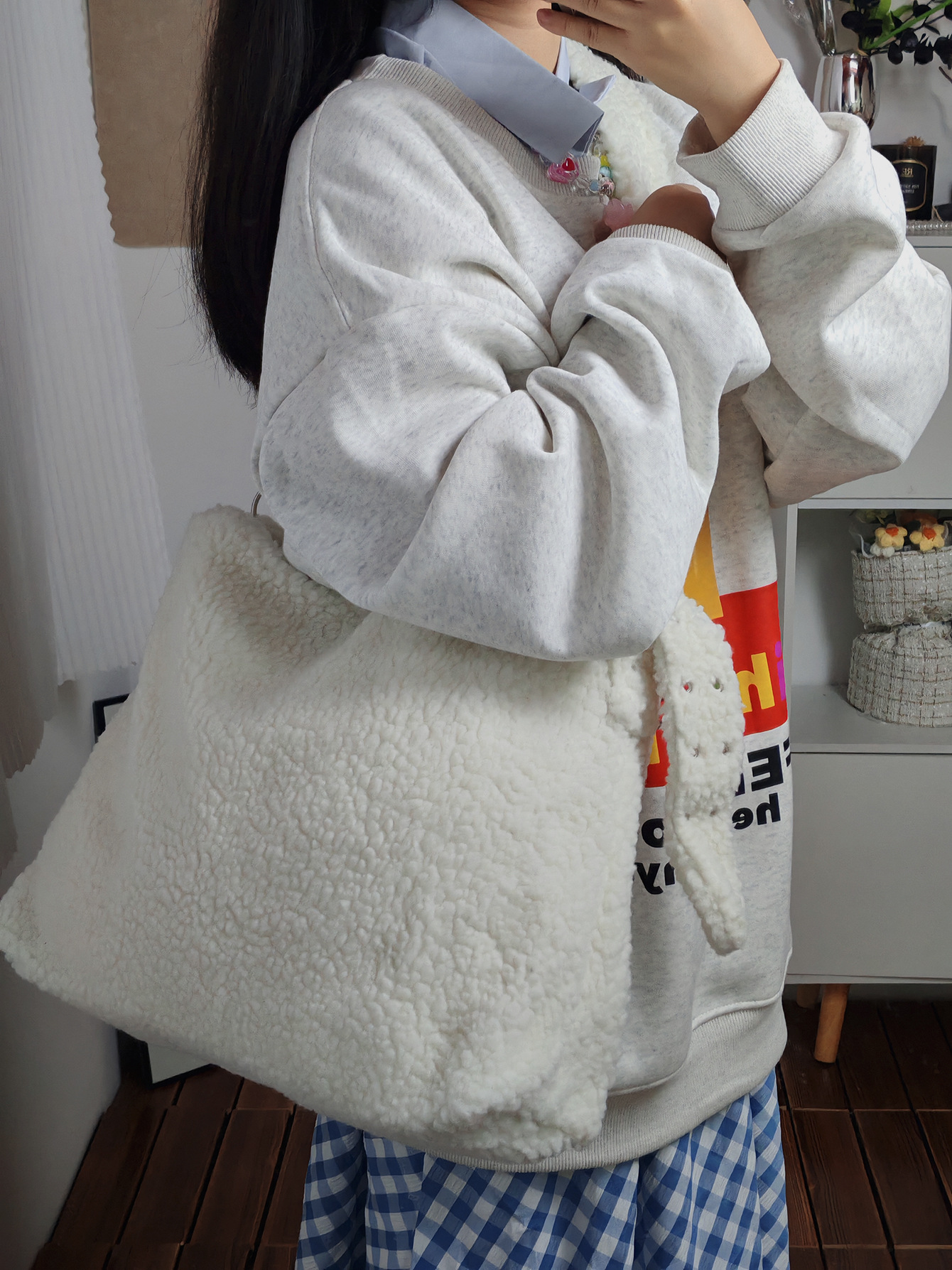 Hairy underarm bag women 2024 new fashion simple shoulder bag casual crossbody bag simple solid color handbag