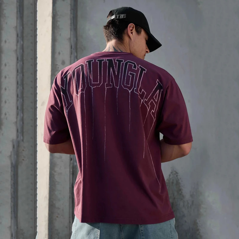 American style summer mens sports fitness round neck oversized Tshirt gym running basketball training short sleeved shirt 240929