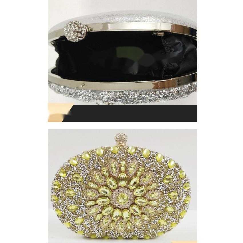 Clutch Bag Solid Color Oval Banquet Small Style Designer Bag Diamond Studded Lock Bag Banquet Bag Evening Party Full Diamond Hand-held Bag 240920