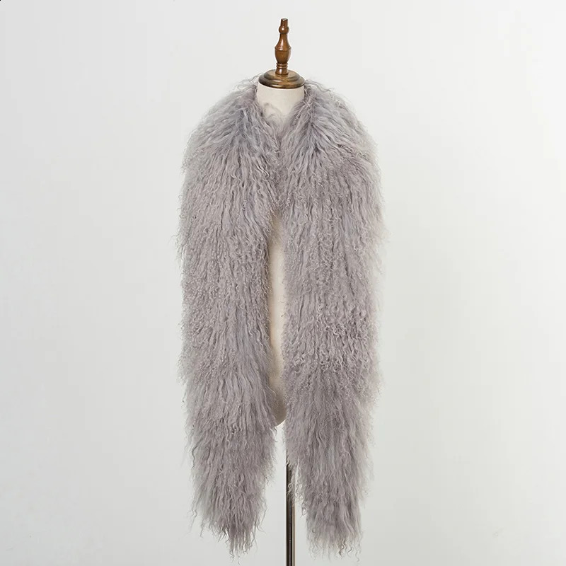 Mongolian Sheepskin Scarf Womens Winter Thick Warm True Wool Shawl Natural Fur Muffler Snood TZ8642 240918