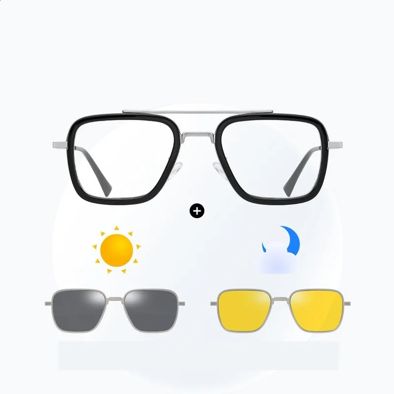Metal anti blue light glasses with magnetic clip polarized sunglasses mens 2024 3-in-1 sunglasses frame UV400 240921