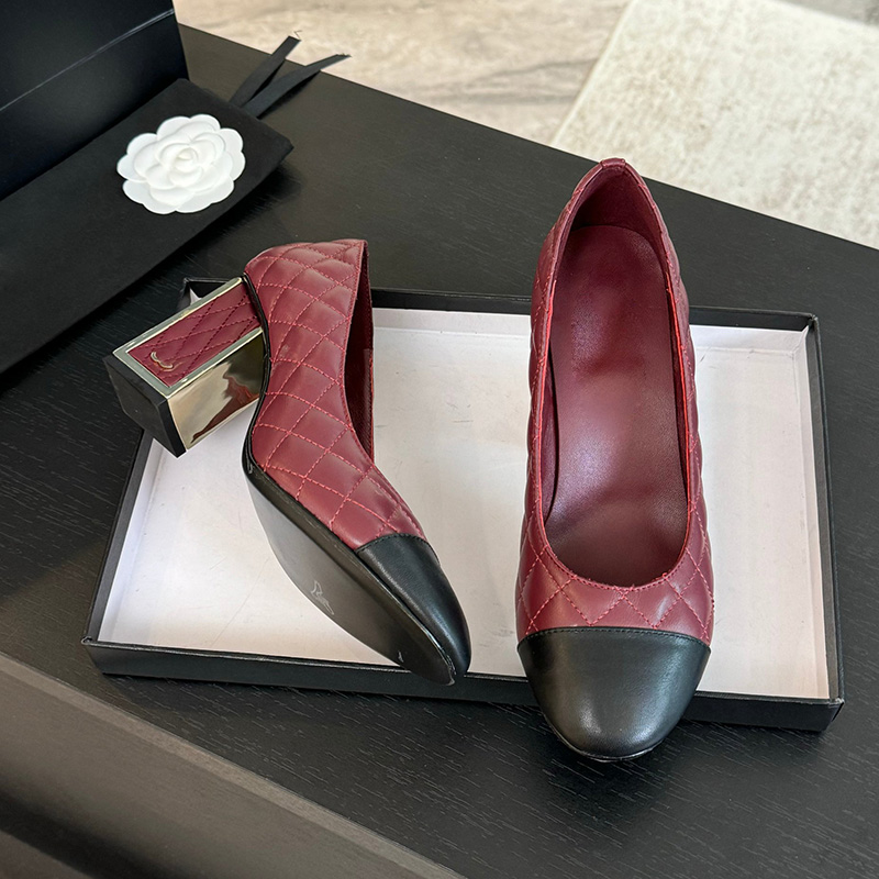 Classic High heels Slingback Pumps Designer Lambskin Kitten Heel Womens Dress Shoes Round Toes Sandals Bowtie Patchwork Slip On Loafer Metal Outsole Sandal Shoe