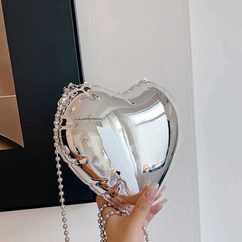 Heart Shaped Ladies s Bag 2024 Trend Fashion Cute Woman Shoulder Luxury High Quality Party Chain Mirror Evening Crossbody 240929