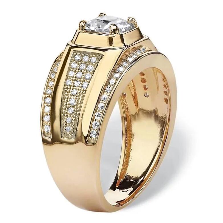 Top-Sell Wedding Ring: 10KT Gold Fill Princess Cut White CZ Eternity Band