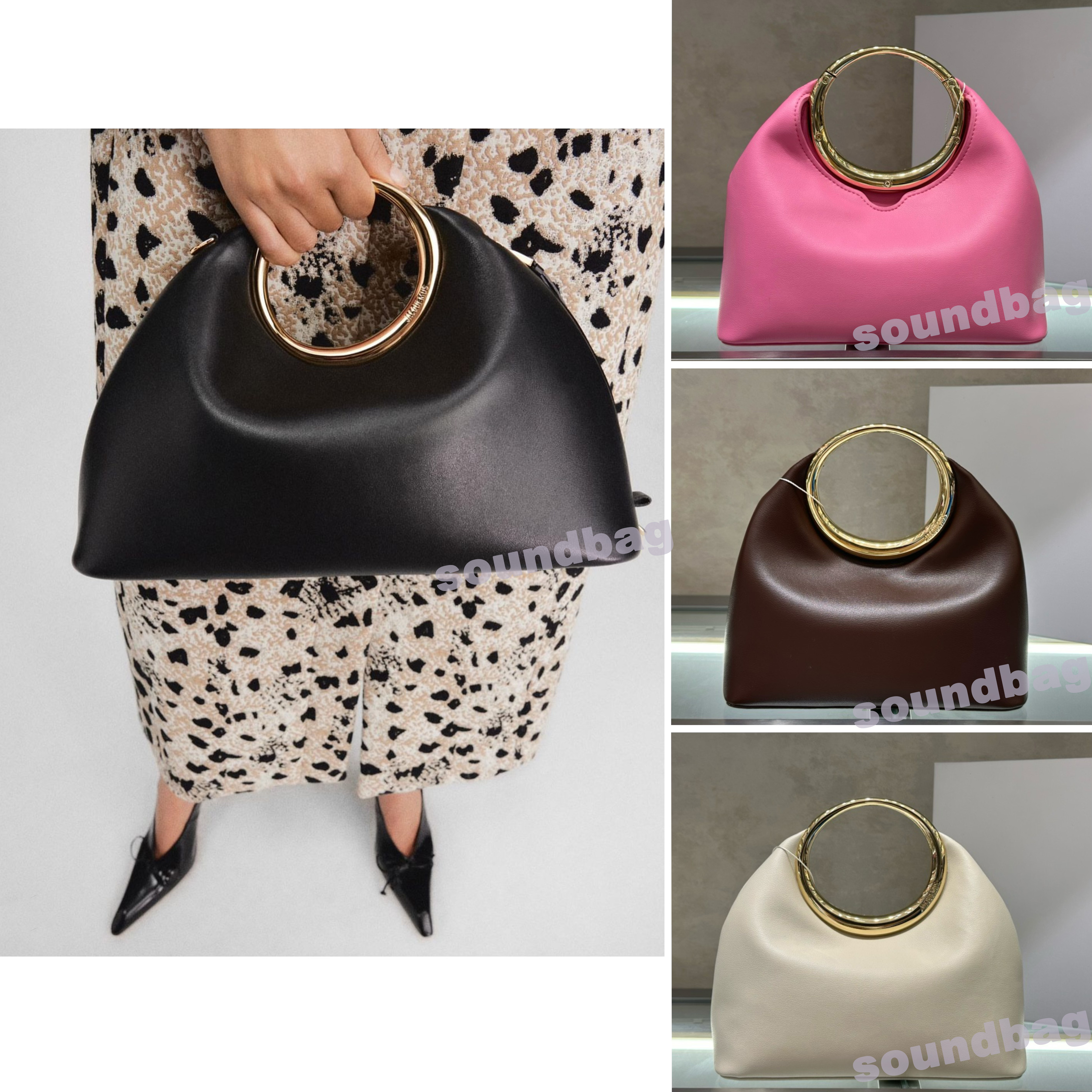 Architecture Evening clutch Lambskin Pochette Rond Sculptural - Party Bag Chic Take-Out Clutch, Detachable Chain, Magnetic Closure designer elegant ge