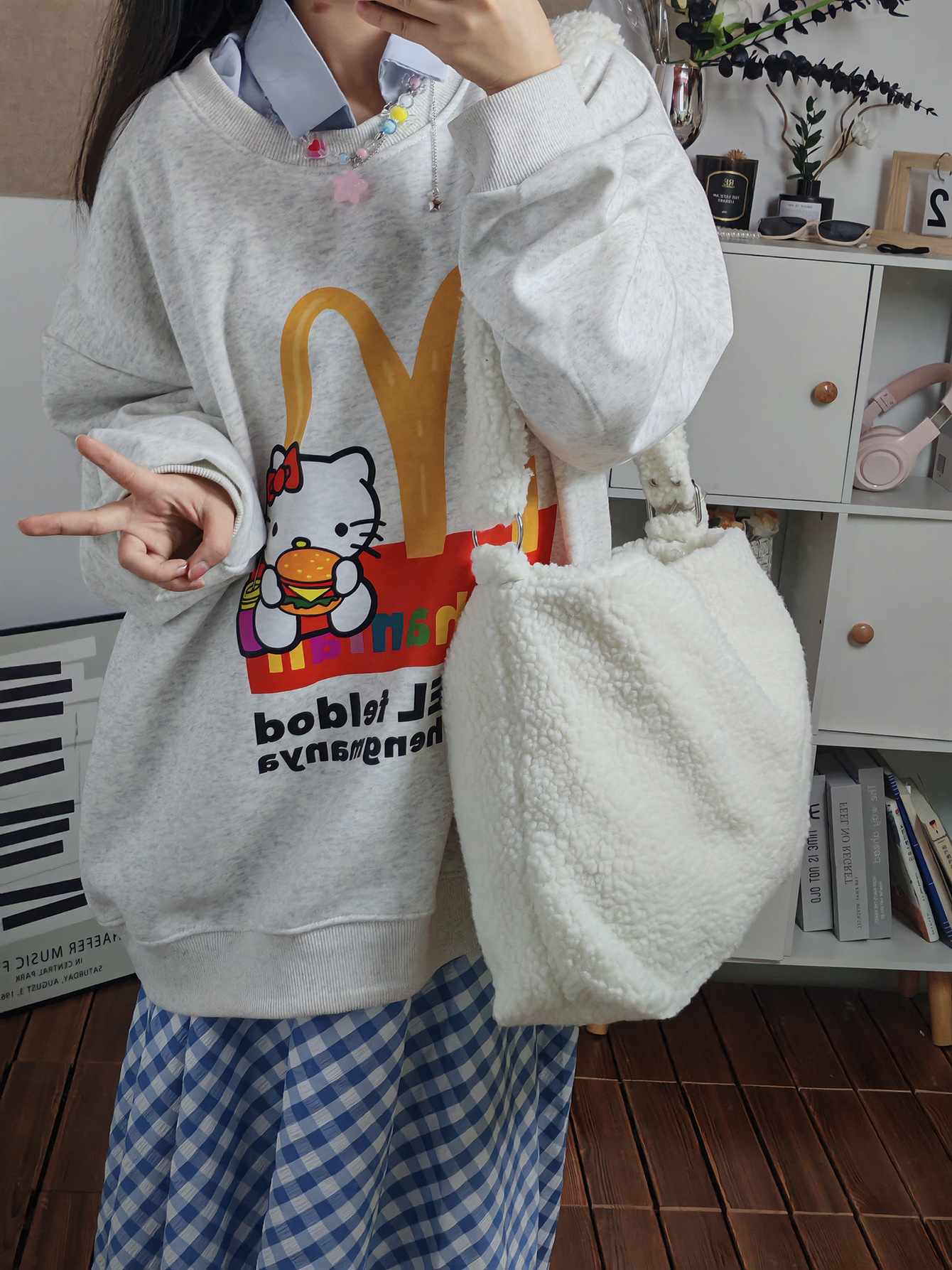 Hairy underarm bag women 2024 new fashion simple shoulder bag casual crossbody bag simple solid color handbag