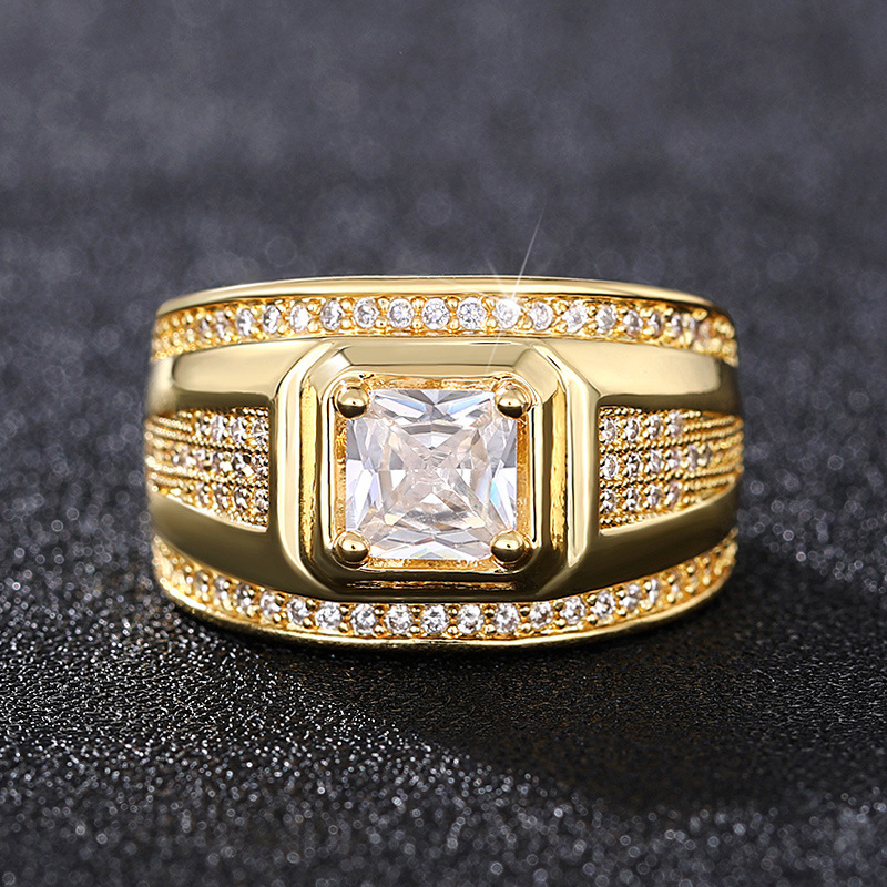 Top-Sell Wedding Ring: 10KT Gold Fill Princess Cut White CZ Eternity Band