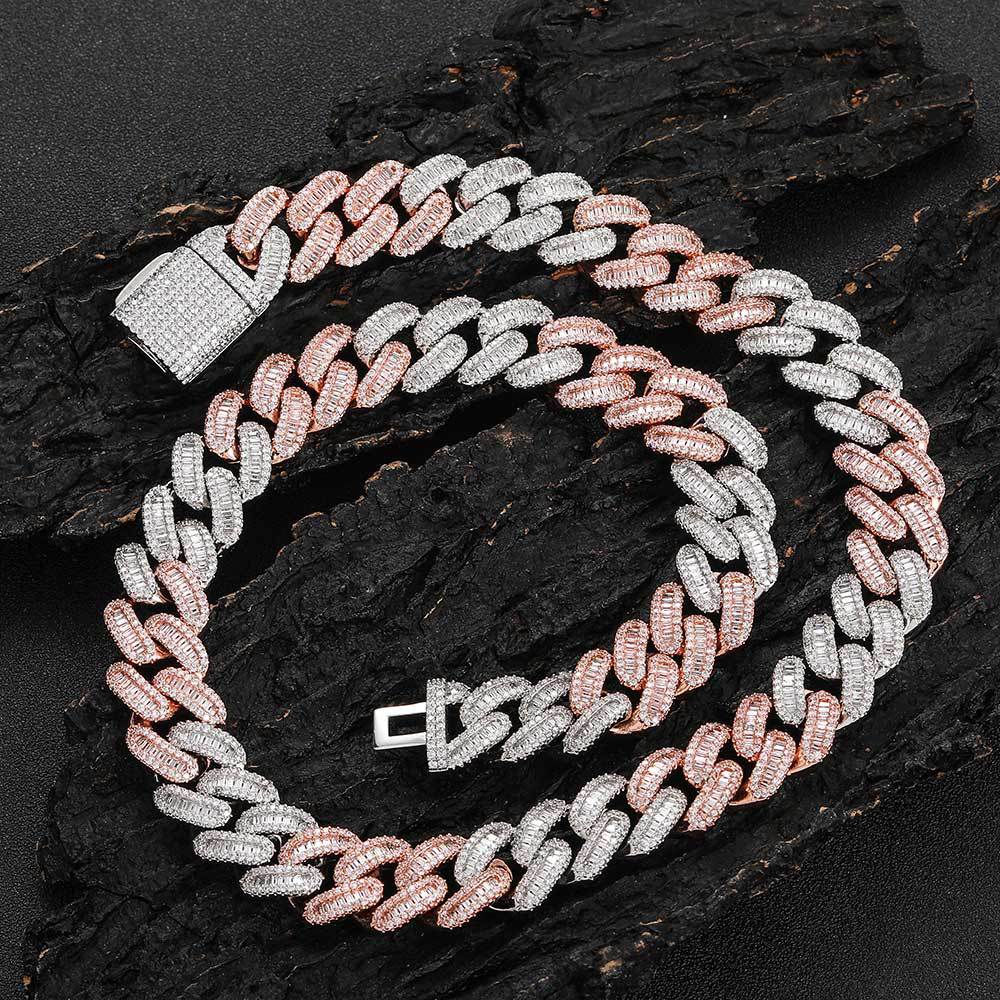 15mm Hip Hop Tennis Chain TopBling Rose Gold T Cubic Zirconia 18k Real Gold Plated Graduated Link Necklaces
