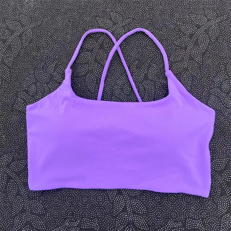 Top Womens Fitness Vest Gym Solid Color Sports Bra Pilates Yoga Beauty Back Running Exercise Fashion Girls Sports Underwear 240927