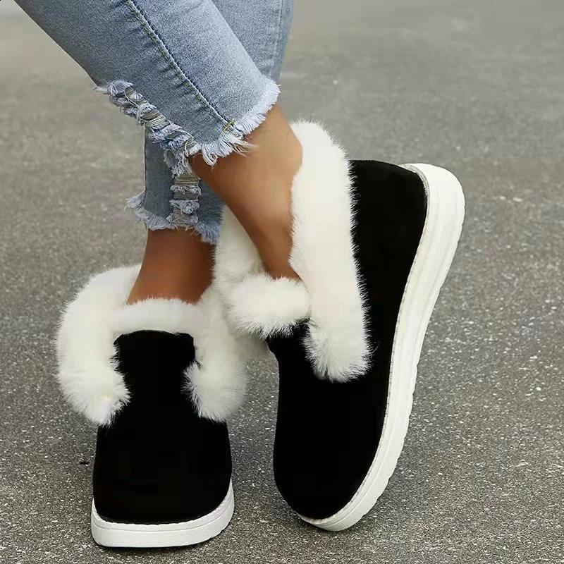 Womens Skating Comfortable Ankle Boots Womens Winter Warm Plush Snow Boots Suede Shoes Womens Shoes ww 241008
