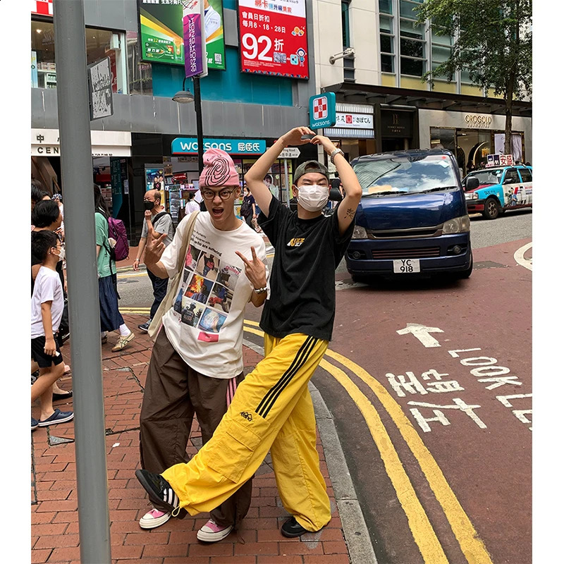 MEXZT M-3XL Y2K striped cargo Harajuku womens ultra wide leg street clothing bag jogging casual sports pants Z260314