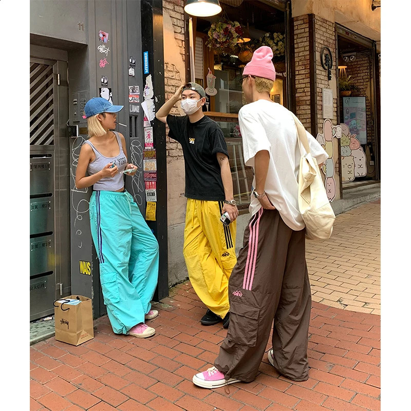 MEXZT M-3XL Y2K striped cargo Harajuku womens ultra wide leg street clothing bag jogging casual sports pants Z260314
