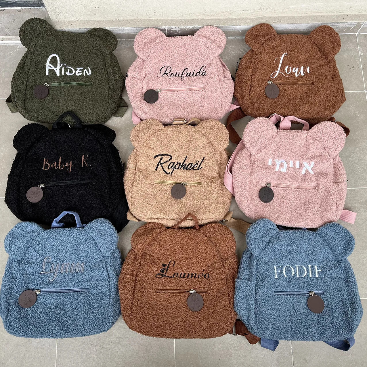 Personalised Womens Girls Cute Bear Pattern Backpack Plush Toddler for girls Custom Name Small Casual Shoulder Daypack 240