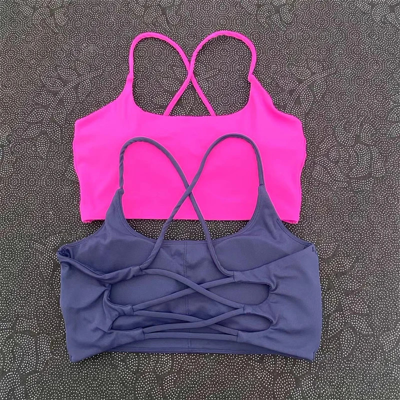 Top Womens Fitness Vest Gym Solid Color Sports Bra Pilates Yoga Beauty Back Running Exercise Fashion Girls Sports Underwear 240927