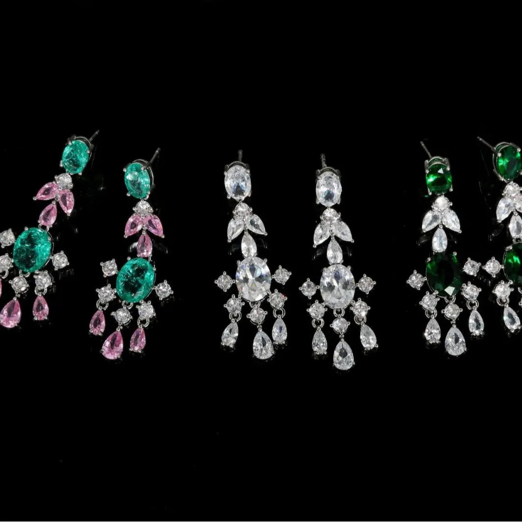 high-end zircon border chain edge womens earring necklace 2PCS set Dubai Saudi Arabia wedding banquet gift 240927