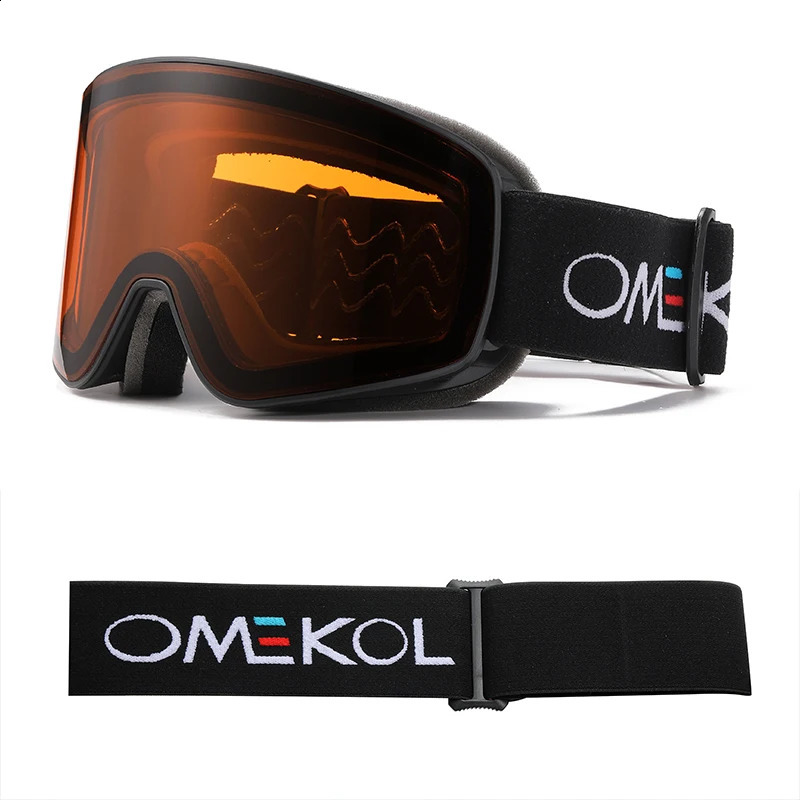OMEKOL Double Layers AntiFog Ski Goggles Snow Snowboard Glasses Outdoor Sport Snowmobile Eyewear 240926