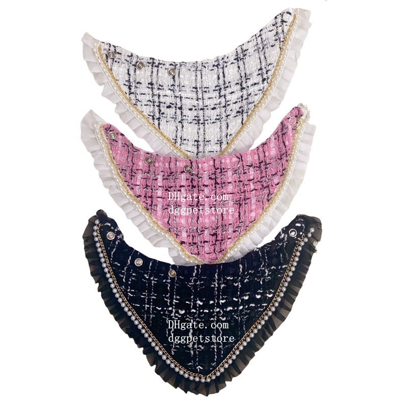 Bandanas with Button, Dual Layer Scarf Soft Triangle Bib Girls and Boys Kerchief Adjustable Accessories for Small Medium Dog Puppy Pet Cat White S A74