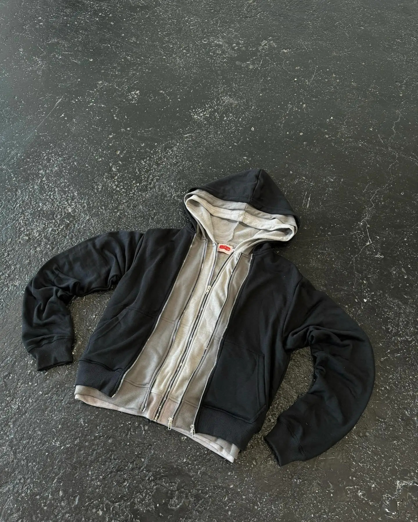 Hip Hop Gothic Layered Zipper Hoodie Y2k Clothes Harajuku Punk Loose Sweatshirt Hoodie Retro Pullover Tops Streetwear 240929