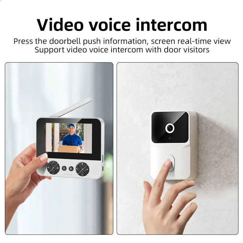 Video wireless electronic doorbell outdoor monitoring video tape infrared night vision home voice intercom door machine 241019