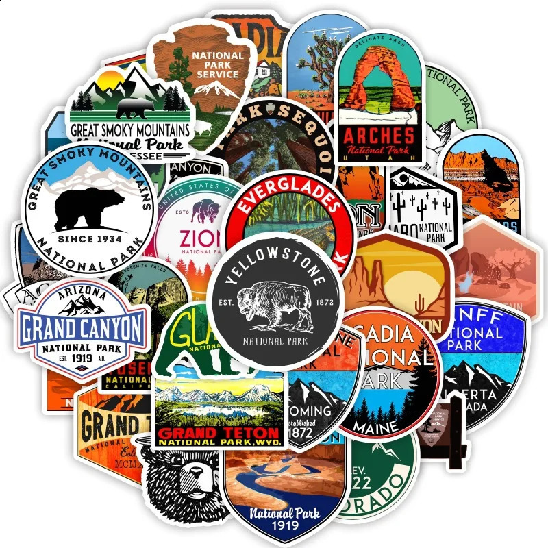103050pcs National Park Stickers Laptop Bicycle Guitar Skateboard Sticker Kid DIY Graffiti Waterproof Toy 240925