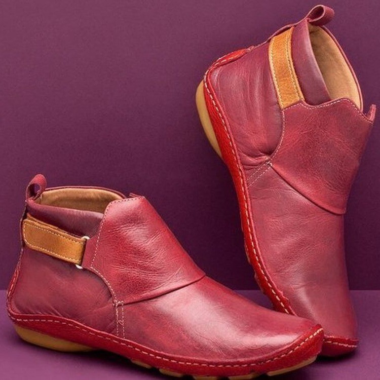 New round toe casual women's leather sleeveless fashion flat bottomed Martin boots, and short boots