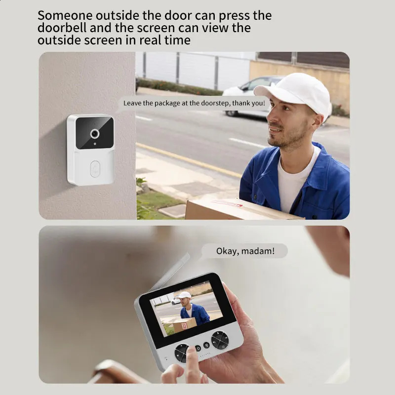 Video wireless electronic doorbell outdoor monitoring video tape infrared night vision home voice intercom door machine 241019