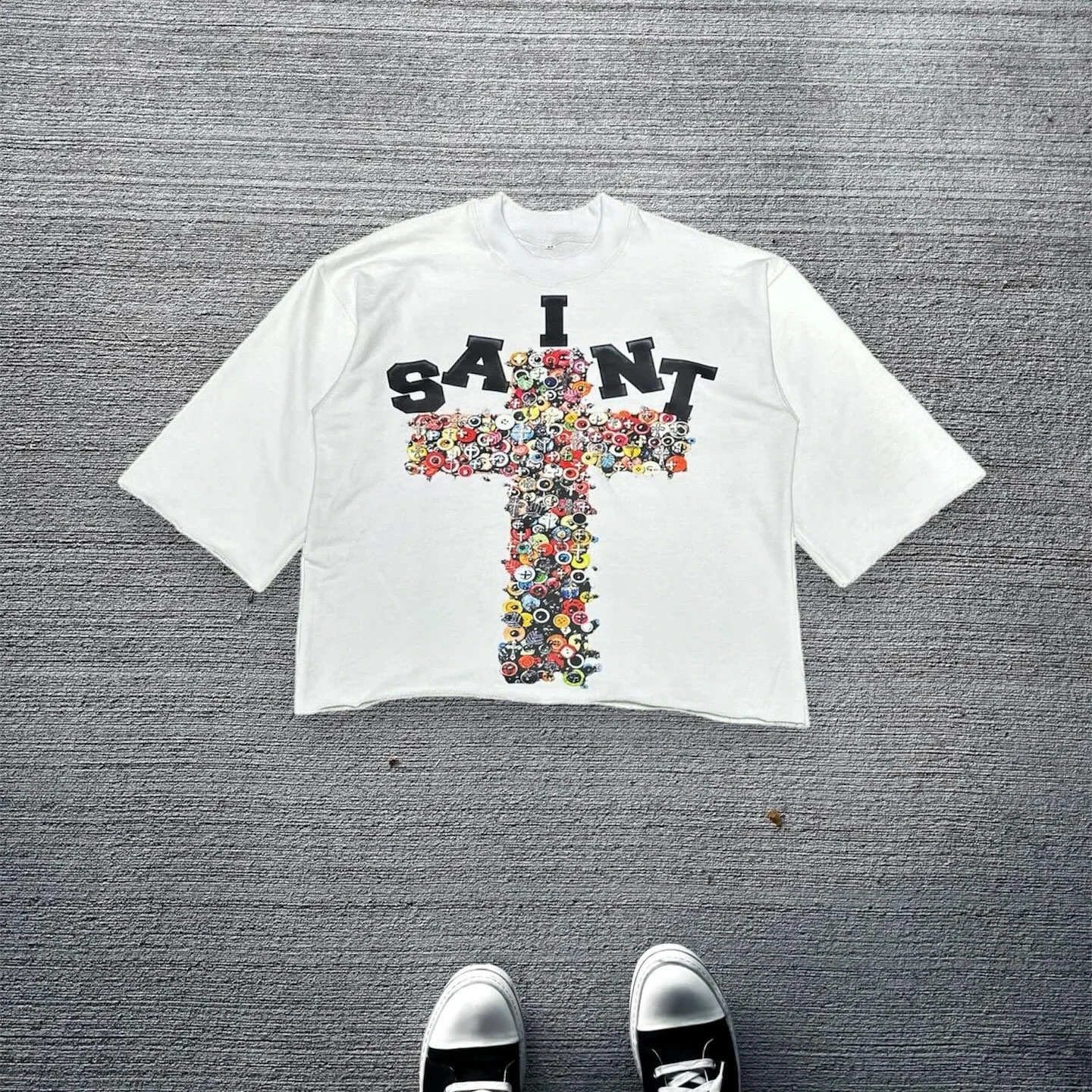 Summer Streetwear Harajuku Retro Cross Pattern Print Oversized Pink T Shirt Goth Casual Cotton Drop Sleeve Short Sleeve Tops 241008