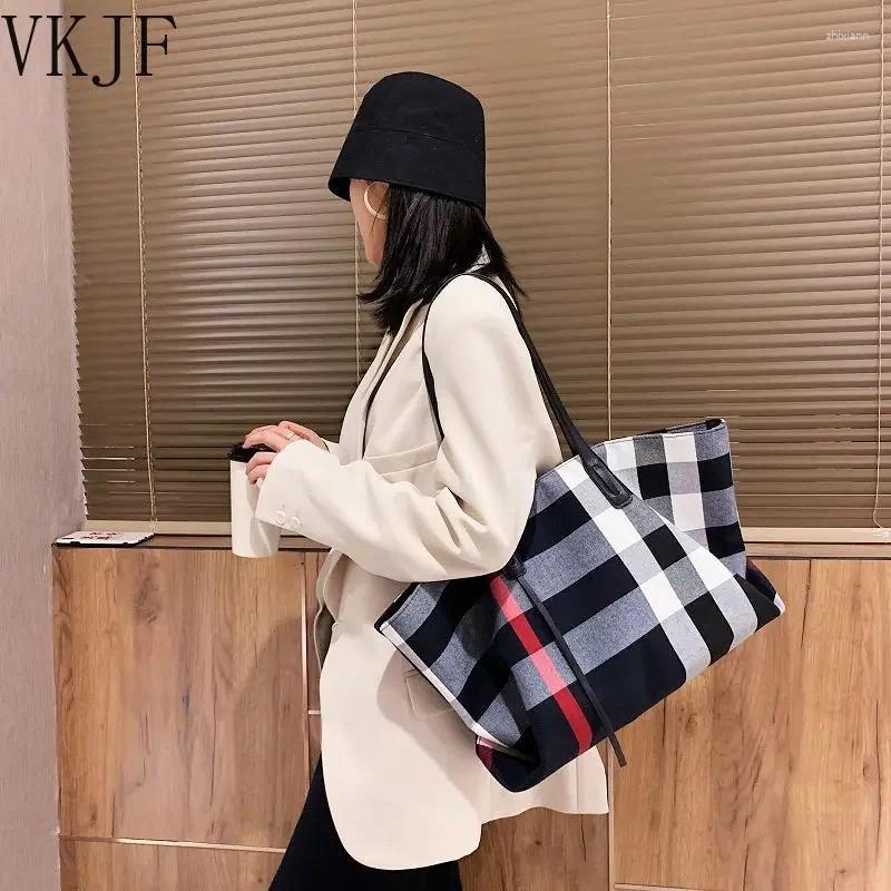 Drawstring Large Capacity Women Handbag Fashion Stripe Canvas Leather Female Top Handle Bag Retro Office Work Lady Shoulder 8f9a