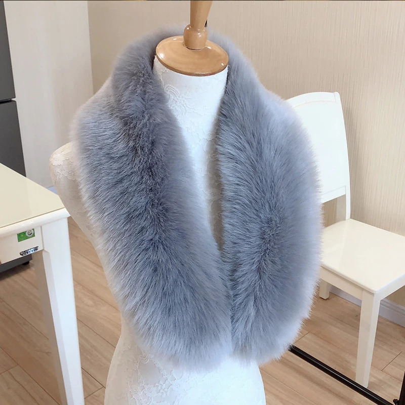 Winter Warm Faux Fur Collars Fluffy Collar Women Fur Scarf Plush Wrap Neckerchief Fur Shawl For Coat Down Jacket 240927
