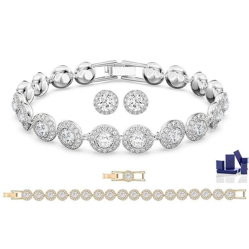 tennis bracelet designer for women plated silver gold necklace earrings blue Austria crystal diamond bracelets designer jewelry woman Christmas gift with box