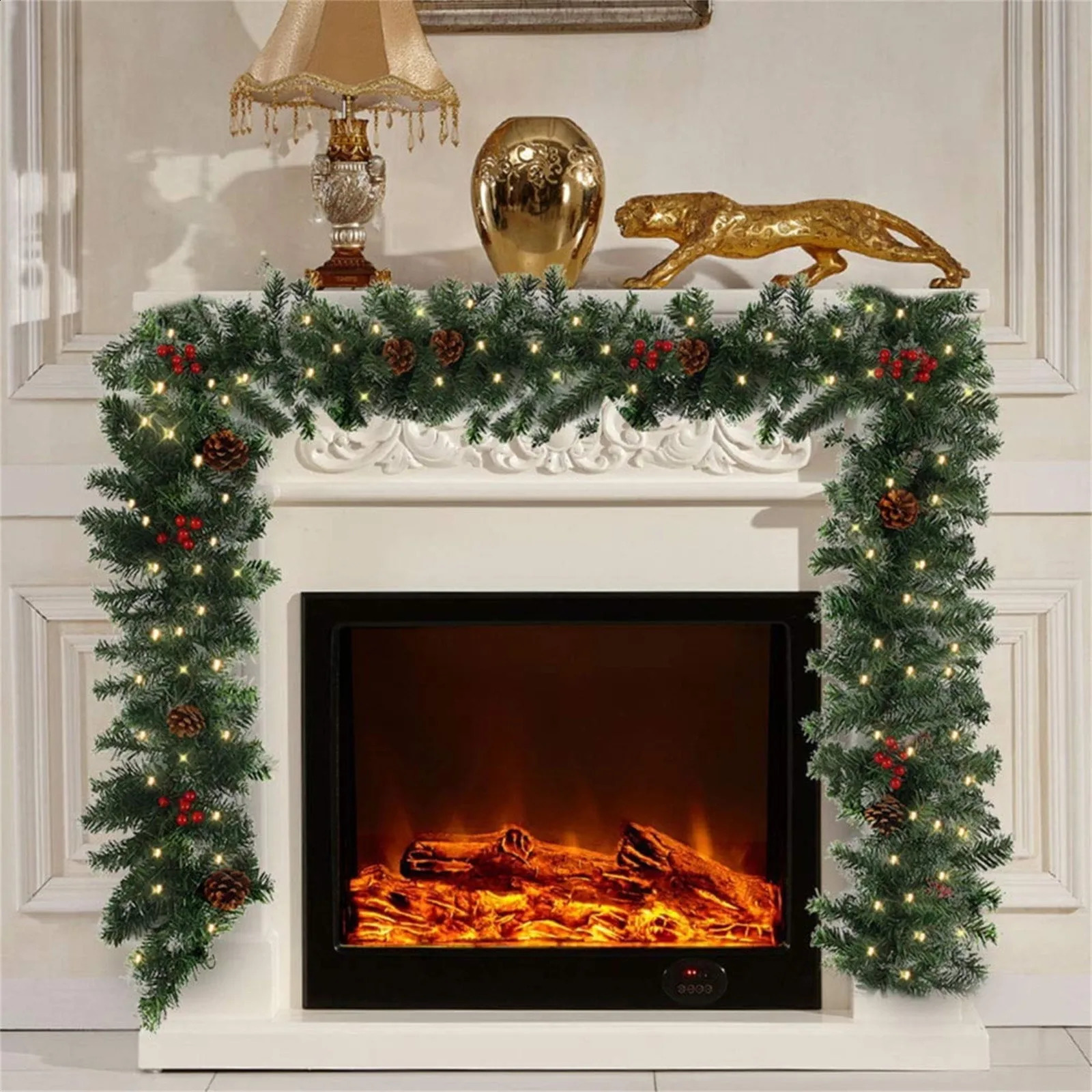 2.7M Christmas Artificial Green Garland Wreath Xmas Home Party DIY Christmas Decoration Pine Tree Rattan Hanging Decoration 240925