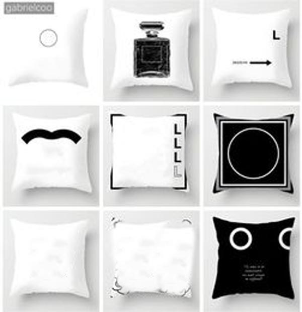 Designer black white sofa pillow classic letter print luxurious fashion square living room pillowcase, short plush cushion, detachable pillow core