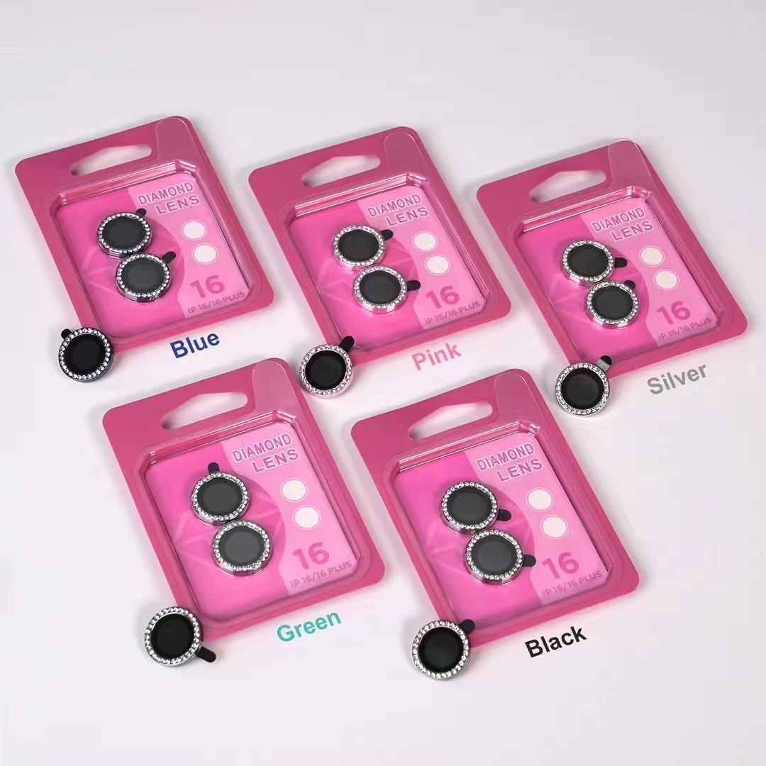 Rhinestone Ring Diamond Eagle Eye One-Body Hawkeye Metal Camera Lens Glass Protector Back HD Clear Scratch-Resistant Film for iPhone 17 16e 16 15 14 1