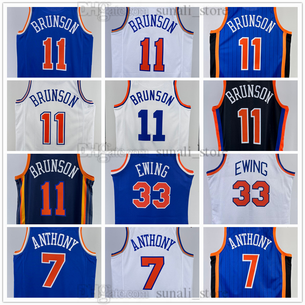 2024/25 Basketball Jerseys Jalen 11 Brunson Carmelo 7 Anthony Patrick 33 Ewing Sports Shirts Blue White Navy Men Women Youth