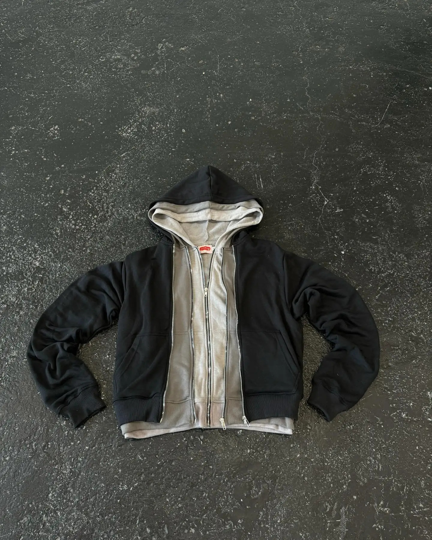 Hip Hop Gothic Layered Zipper Hoodie Y2k Clothes Harajuku Punk Loose Sweatshirt Hoodie Retro Pullover Tops Streetwear 240929