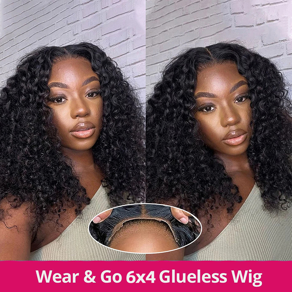 Wear And 13X4 Water Wave Bob For Women Curly 6X4 Glueless Wig Ready To Go Human Hair Wigs Pre Cut No Lace