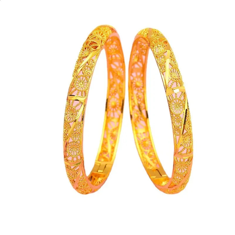 9999 pure gold four leaf clover bracelet 24k pure gold wide buckle suitable for womens holiday wedding jewelry 240929