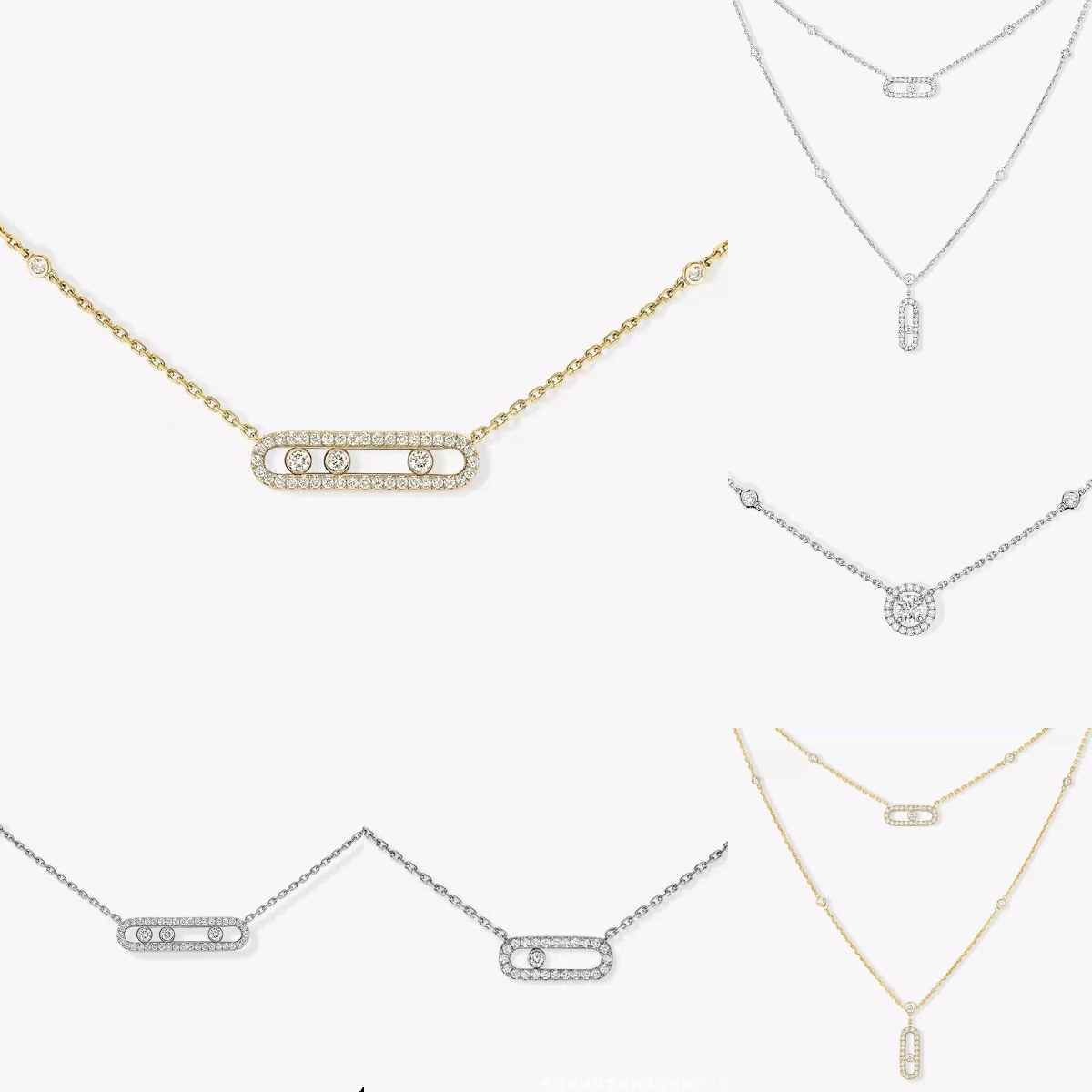 three diamond sliding diamond necklace v gold necklace messie designer necklace custom pendant chain fashion stacked collarbone chain