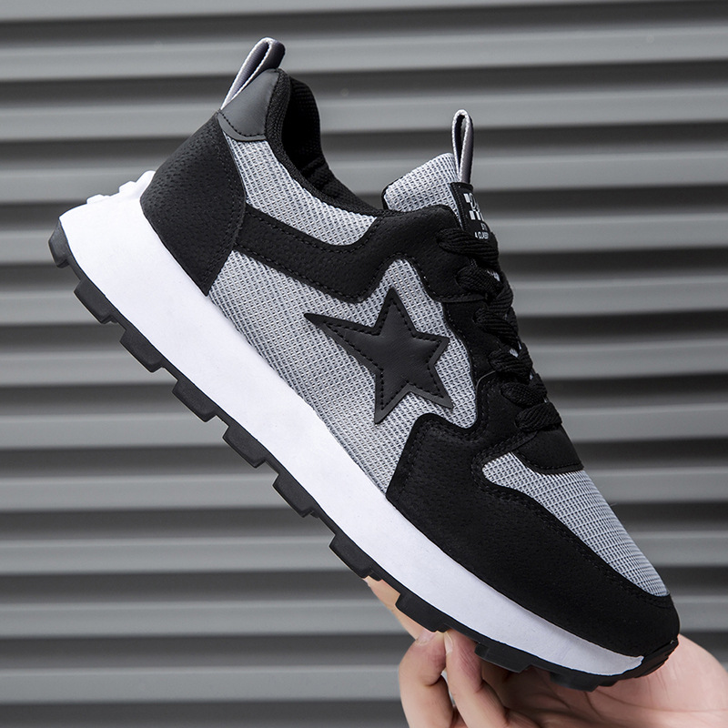 Men Women Unisex Sports Fashion Design Print Star New Breathable Running Shoes Sneakers Triple Black Brown