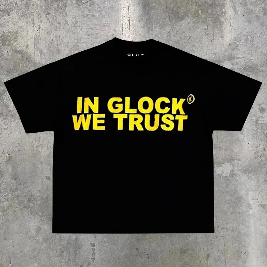 Streetwear Tshirt Y2K Tops Hip Hop Pistol Graphics Print Oversized T Shirt Mens Round Neck Cotton Short Sleeve Clothing 240929