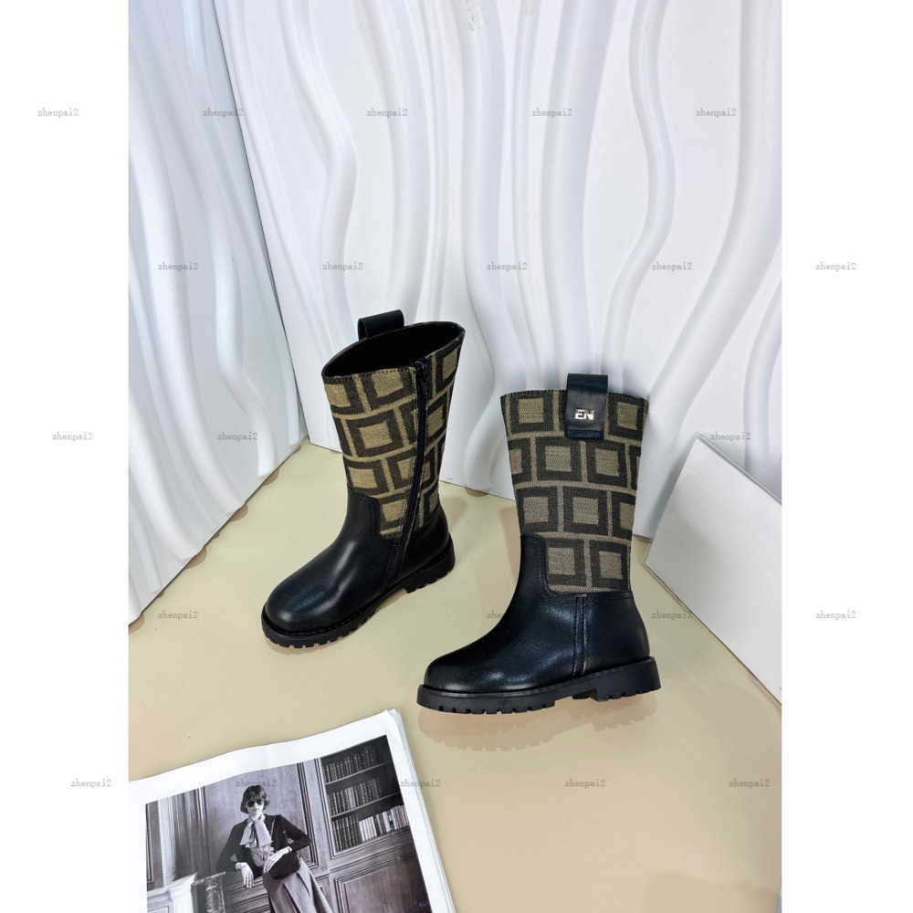 Luxury Kids shoes Plush interior baby Long boots size 26-35 Including Cardboard Box Winter Warmth Products leather girls sneakers