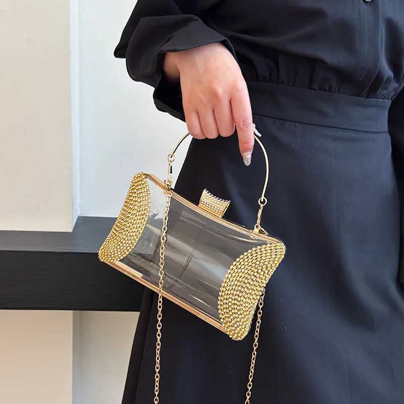 Fashionable Evening Bags for Ladies 2024 New Trend Acrylic Chain Transparent Handbag Luxury Party Small Square Woman Shoulder Bag 240929